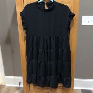 Black ruffle tunic